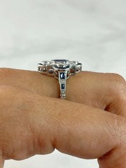 Art Deco Vintage Style Lab Created Sapphire Anniversary 14K White Gold FN Ring