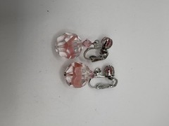 2 Pairs Pink AB Aurora Borealis Crystal Dangle Drop Clip-on Earrings Vtg