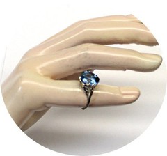 MONTANA SAPPHIRE Ring – Sky Blue – Art Deco Vintage 14k White Gold Mtg.