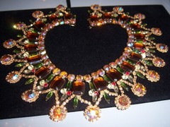 JULIANA D&E WATERMELON RHINESTONE NECKLACE BRACELET BROOCH EARRING SET PARURE