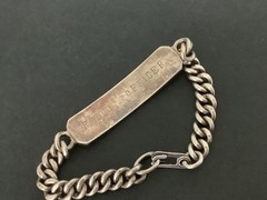 VTG Mens Heavy Sterling Silver Marine Navy Radio Officer ID bracelet 7.25″ 30g