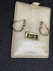 Vintage Stamped Solid 14kt Gold Hoop Earrings 0.37g New Old Stock!
