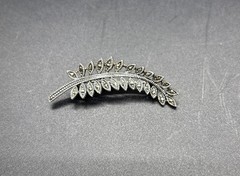 Vintage .925 Sterling Marcasite Leaf Pin Brooch 6 Grams