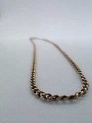 Antique 10K Gold Curb Link Necklace 15” Barrel Clasp Victorian Estate Chain