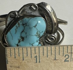 Vintage Nickel Silver Turquoise/Chrysocolla Cuff Bracelet