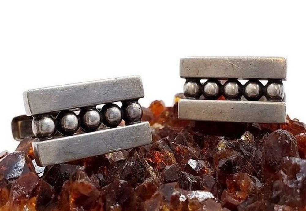 Allan Adler Signed Modernist Sterling Silver Vintage Cufflinks Mid-century MCM M