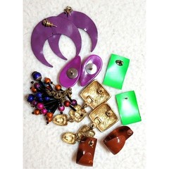 Vintage 1980s 1990s Earrings Lot Bold Bright Colorful Mod Pop Art Geometric