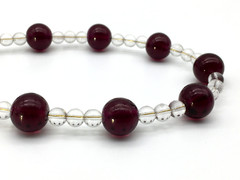 Vintage Art Deco Round Almandine Garnet Beads & Clear Glass Beads 17″ Necklace