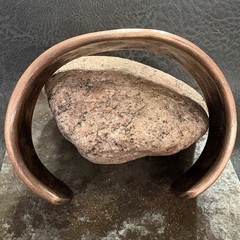 Brutalist Modernist Men’s Dimple Hammered Thick Pure Copper Cuff Bracelet Viking