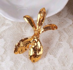 Vintage Genuine Gold Dipped Orchid Flower 45 mm Pendant in Orig Display Box