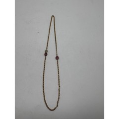 Vintage Gold Tone Delicate Statement Necklace Purple Prong Set Stones 20 Inch