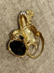 VINTAGE Statement Panther Rhinestone Onyx Style Brooch Pin Cat Leopard 80s