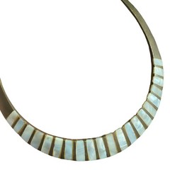 BEAUTIFUL Egyptian Brass Choker With Mother Of Pearl Inlay Collar Bib Necklace