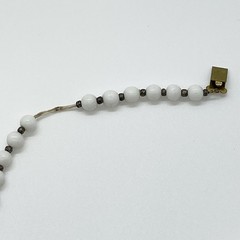 White Silver Glass Bead Necklace Made In Germany Floral Design Rope 56”