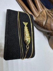18″ Women’s Sterling Silver Gold Covered 1″ Articulated Fish Pendant Necklace