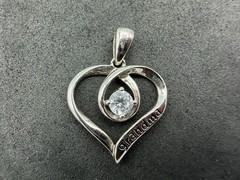 1.58g Vintage Sterling Silver 925 Heart Pendant Grandma Infinity Clear Round M
