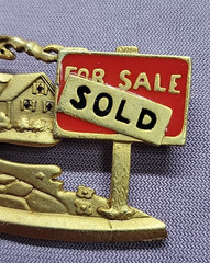 AJC Pin Brooch Real Estate Sold Sign Red Enamel Realtor Sign Pin Back Used