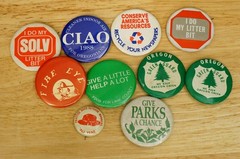 Vintage Environmental Pinback Buttons Lot Green Guard Recycle CIAO Fire Eye