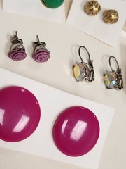 Earrings Mixed Lot Of 13 Pairs Pierced Various Colors