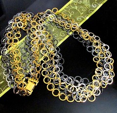VTG RUNWAY NAPIER LUXE 36″ SWEEPING MULTICHAIN MIXED METAL NECKLACE MODERNIST