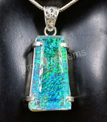 64.75 CT Fancy Natural Ammolite Opal Doublet 925 Silver Pendant EGL Gems 5ARA