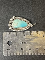 Vintage Unsigned Native American Turquoise Vintage 925 Sterling Silver Pendant