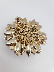 Vintage Jewlery Brooch Earring Set Clip On Gold Blue Beads Women Accessory