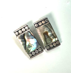 Abalone Shell Clip On Earrings Southwestern Vintage 925 Sterling Silver #6