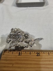Nolan Miller QVC “Ava” Rose Pavé Crystal Rhinestones Brooch Silver Tone Rhodium