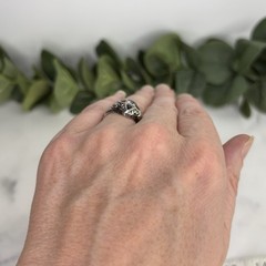 Vintage Sterling Silver Art Deco Edwardian Inspired Topaz Ring Filigree Size 7