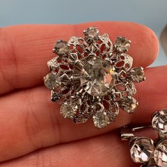 Vintage Rhinestone Scatter Pin Brooch Lot Star Snowflake Blue Clear Orange