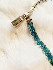 LES BERNARD Vintage Aqua Marine Rinestone Tennis Bracelet Collectable