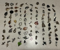 100 Assorted Vintage Charms Sterling and Others Lot
