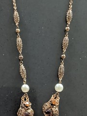 Vintage West Germany Aurora Borealis Rhinestone Filigree Necklace 22” S84