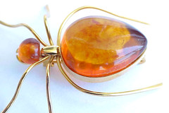 ✅BALTIC AMBER RUSSIA SOVIET INSECT SPIDER BROOCH 22k GOLD JEWELRY 老琥珀 PIN ORDER