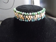 Vintage Costume Jewelry Multi Colored Wood Stretch Bracelet 2.25″in
