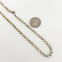 Vintage AB Rhinestone Choker Gold Tone Sparkly Glam Necklace 14.5″