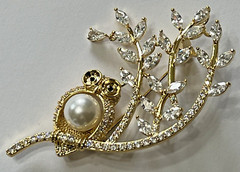 Crystal Rhinestone Owl Flamingo Brooch Pin Glass Vintage LOT Bird Peacock Clear