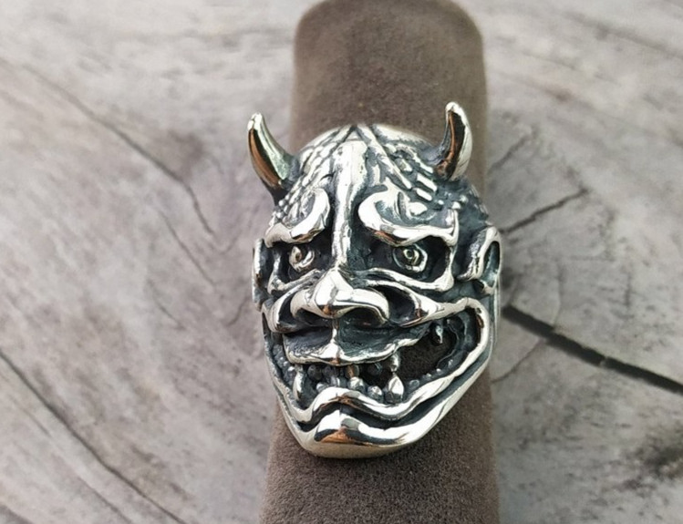 Ring Devil Silver 925 Jewelry Men’s Gothic Mask Sterling Satyr Custom Made Rare