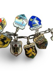 Vintage REU 800 Silver European Travel Charm Bracelet Paris Venice Munich 1972
