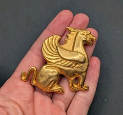 Vtg MMA Signed Metropolitan Museum Of Art Griffin Gold Tone Brooch Pin Pendant