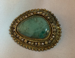 Brooch .935 Silver Turquoise Pearl Pendant 1.75″