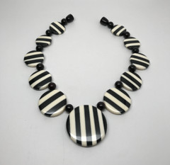 Gorgeous Danish Designer Black & Off White Buffalo Horn Bib Collar Necklace