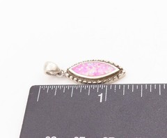 925 Sterling Silver Vintage Pendant Marquise Shape Pink Opal PT24697