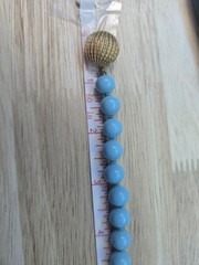Vintage Robins Egg Blue Glass Bead 25.25″ necklace Hand Knotted Goldtone Clasp