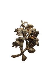 Vintage Textured Brass Articulated Pine Cone Branch Brooch/Pin~2.5″ X 1 5/8″