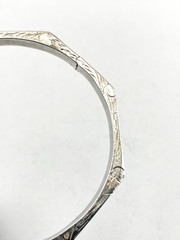Vintage Sterling Silver Engraved Octagonal Hinged Bangle Bracelet