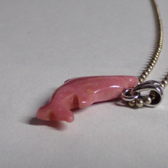 Vintage Pink Dolphin On 15 5/8″ Ball Chain Necklace – Marked .925, KC & Italy