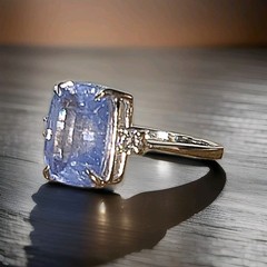 Vintage 14K White Gold Engagement Ring 8.94ct.Natural Blue Cushion Sapphire GIA