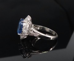 GIA 5.14ct Cornflower Blue Sapphire & 0.69ct Diamond Platinum Ring, Size 5.75
